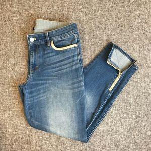 White House Black Market Skinny Ankle Jeans with Snakeskin Detail Size 10